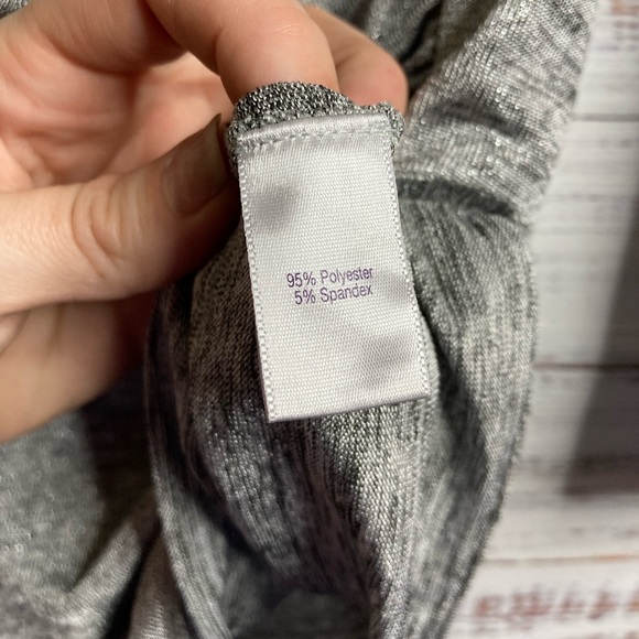 Was💲15! EUC Jennifer Lopez sparkly silver ruched wrap top women’s medium - Picture 11 of 16